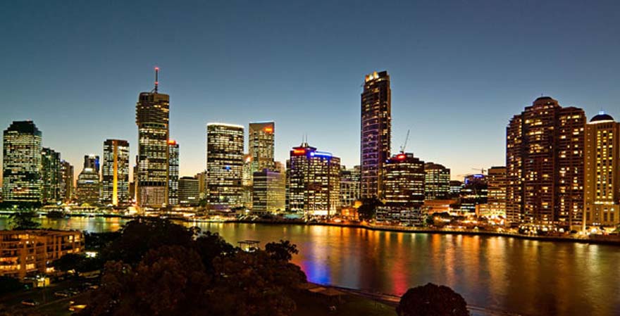 Brisbane River City Skyline at Sunset